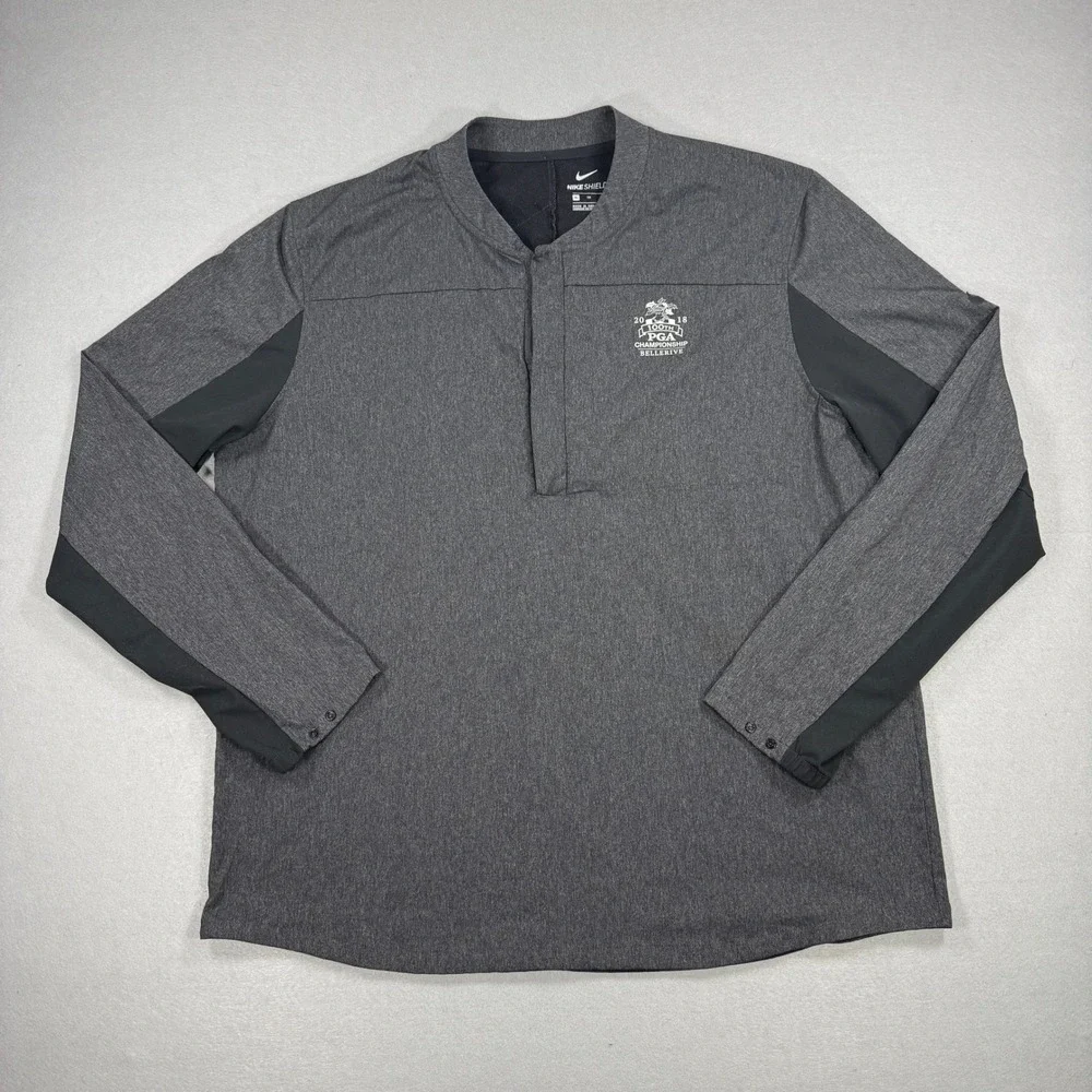 Nike‎ Golf Shield Pullover Mens XL Gray 2018 PGA Championship Bellerive Snap